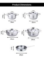 Korkmaz Turkish Alfa 9 Pcs Stainless Steel Cookware Set - Image 2