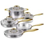 HAMMERED STAINLESS STEEL COOKWARE WITH STAY COOL HANDLE PREMIUM INDUCTION