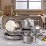 HAMMERED STAINLESS STEEL COOKWARE WITH STAY COOL HANDLE PREMIUM INDUCTION