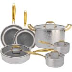 HAMMERED STAINLESS STEEL COOKWARE WITH STAY COOL HANDLE PREMIUM INDUCTION