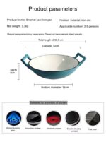 36CM ENAMEL CAST IRON WOK PAN - Image 14