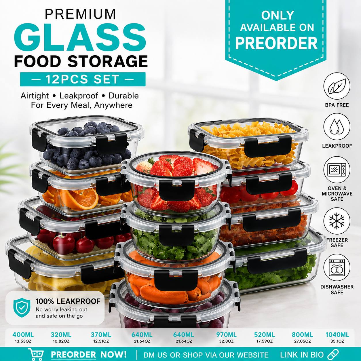 photo_1_2026-07-22_03-39-14 12-piece high borosilicate glass storage container set - Image 1