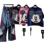 2Pieces Patchwork Embroidery Mikey Cartoon Style
