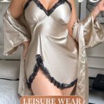 Plus Size Women’s Silk Nightgown 2Pieces Set