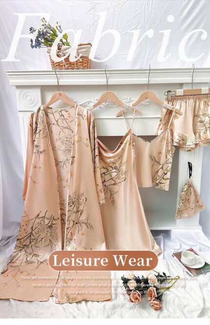 Luxury High End Leopard Print Ice Silk Women’s Pajamas