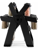 360° Rotating Spice Rack with 18 Glass Jars – Black | Complete Kitchen Spice Organizer - Image 12