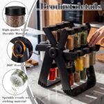 360° Rotating Spice Rack with 18 Glass Jars – Black | Complete Kitchen Spice Organizer - Image 11