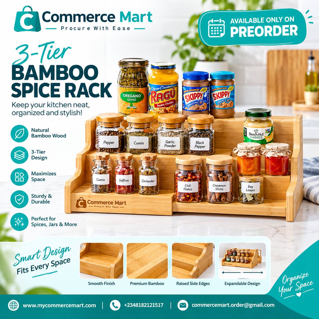 photo_1_2026-09-21_07-28-28 3-Tier Expandable Bamboo Spice Rack – Smart Kitchen Storage Organizer - Image 1