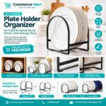 Kitchen Plate Holder Organizer – Cabinet Space Saver Dinner Dish Storage Rack