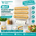 4-in-1 Plastic Wrap Dispenser & Kitchen Organizer with Cutter