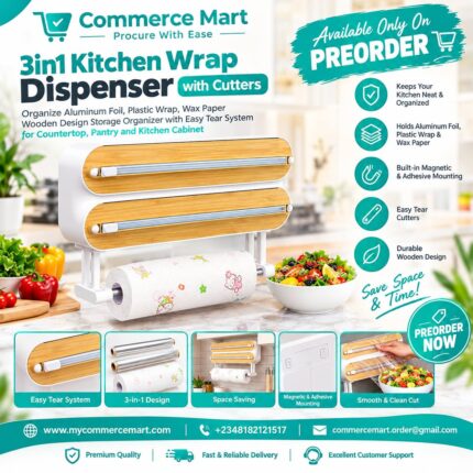 3-in-1 Kitchen Wrap Dispenser with Cutters – Smart & Space-Saving Kitchen Organizer