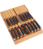 Large Bamboo In-Drawer Knife Block Organizer – Holds Up to 16 Knives + Sharpening Steel - Image 2