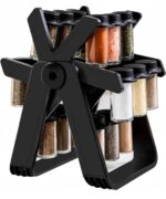 360° Rotating Spice Rack with 18 Glass Jars – Black | Complete Kitchen Spice Organizer - Image 2