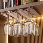 Translucent Wine Glass Rack – Stylish Under-Cabinet Glass Holder (Amber & Grey) - Image 2