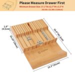 Large Bamboo In-Drawer Knife Block Organizer – Holds Up to 16 Knives + Sharpening Steel - Image 3