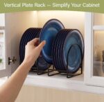 Kitchen Plate Holder Organizer – Cabinet Space Saver Dinner Dish Storage Rack - Image 14