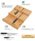 Large Bamboo In-Drawer Knife Block Organizer – Holds Up to 16 Knives + Sharpening Steel - Image 5