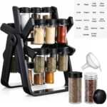 360° Rotating Spice Rack with 18 Glass Jars – Black | Complete Kitchen Spice Organizer - Image 6