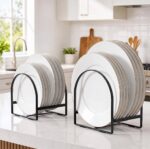 Kitchen Plate Holder Organizer – Cabinet Space Saver Dinner Dish Storage Rack - Image 11